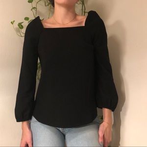 Jcrew square neck black blouse